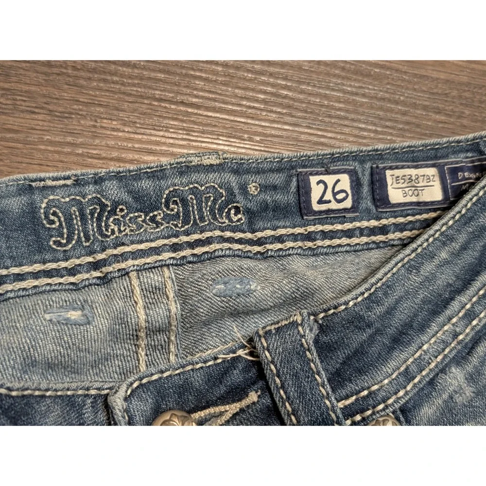 Miss Me JE5387B2 Bootcut Jeans Blue Sequin Embellished Low Rise Size 26